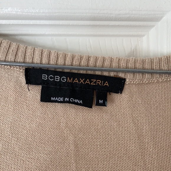 BCBGMaxAzria blue brown tan color block scoop neck ribbed sweater dress sz M - Picture 9 of 17